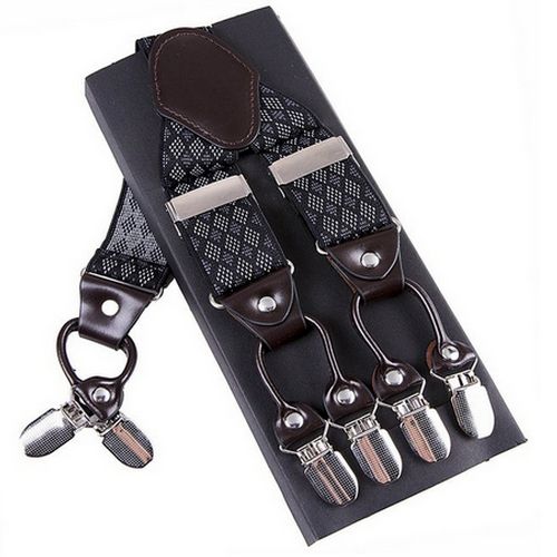 Men's Suspender-Dotted Gray