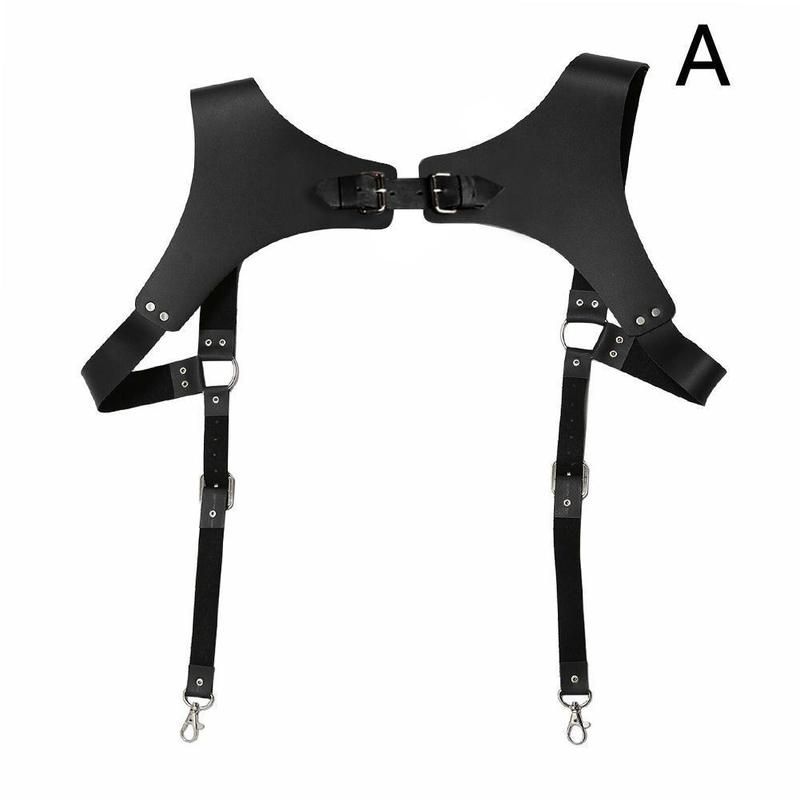 Vintage Leather Suspender Men's Shoulder Harness Belt Gothic Punk Chest Muscle