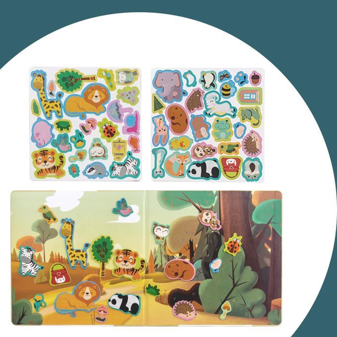 Magnetic Cartoon Puzzle Toys Education Square Play Animal World Scene