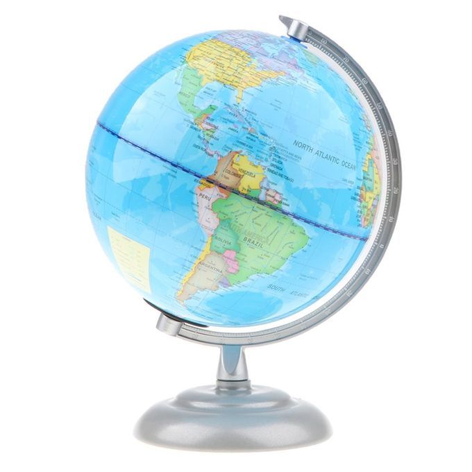 360° Rotating 20cm Metal Base World Map Geography Globe Educational