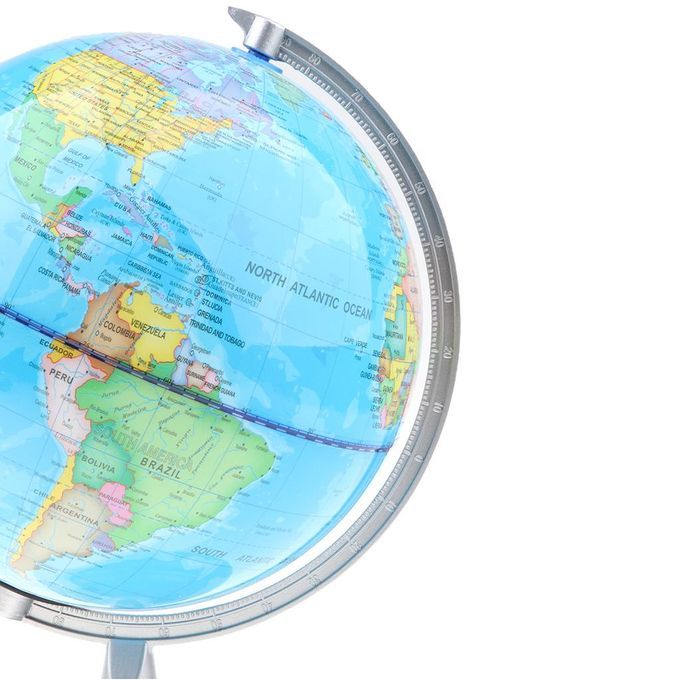 360° Rotating 20cm Metal Base World Map Geography Globe Educational