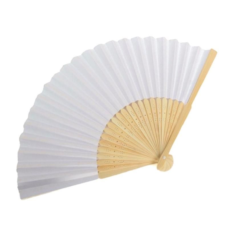 Bamboo Gift Ornaments Wedding White Folding Party Hand Drawing Practice For Paper Calligraphy Blank Painting DIY Fan