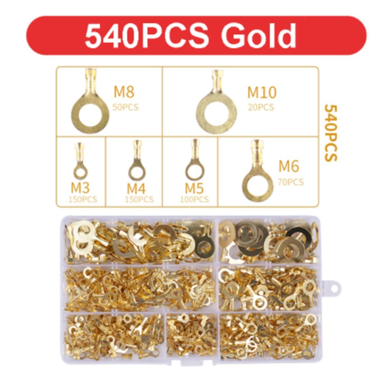 540PCS Ring Terminal -M10 Ring Lug Ring Connection Wire Assortment Kit