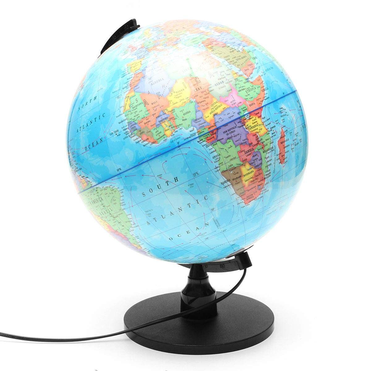 LED WORLD GLOBE Rotating Swivel Map Of Earth Atlas Geography