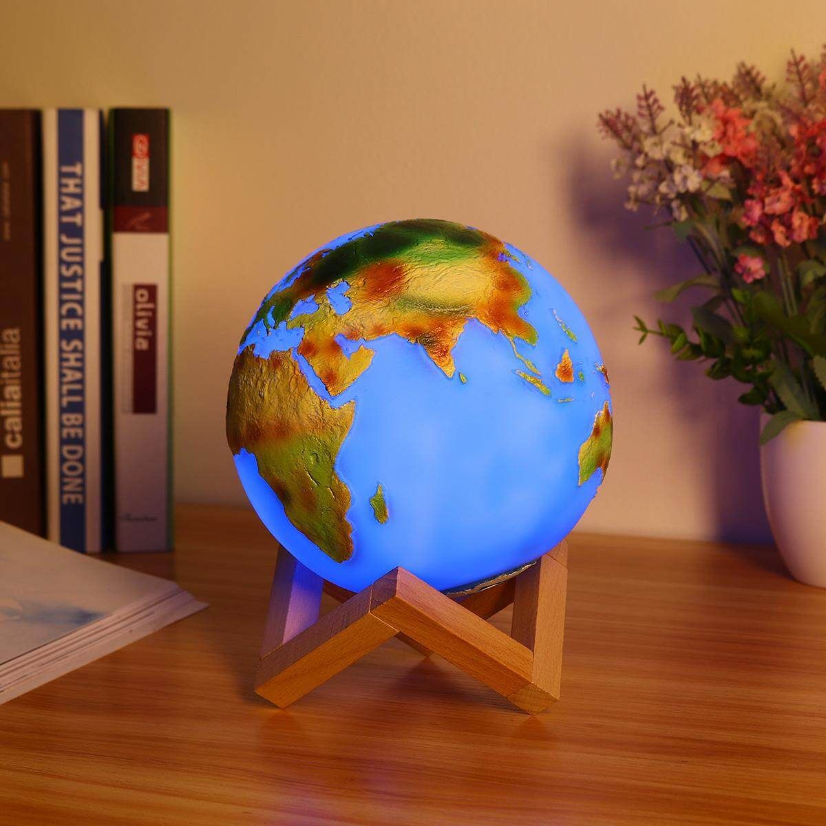 3D Painted Earth Night Light USB LED Rechargeable Remote Control Moon Lamp Decor Remote Control Version