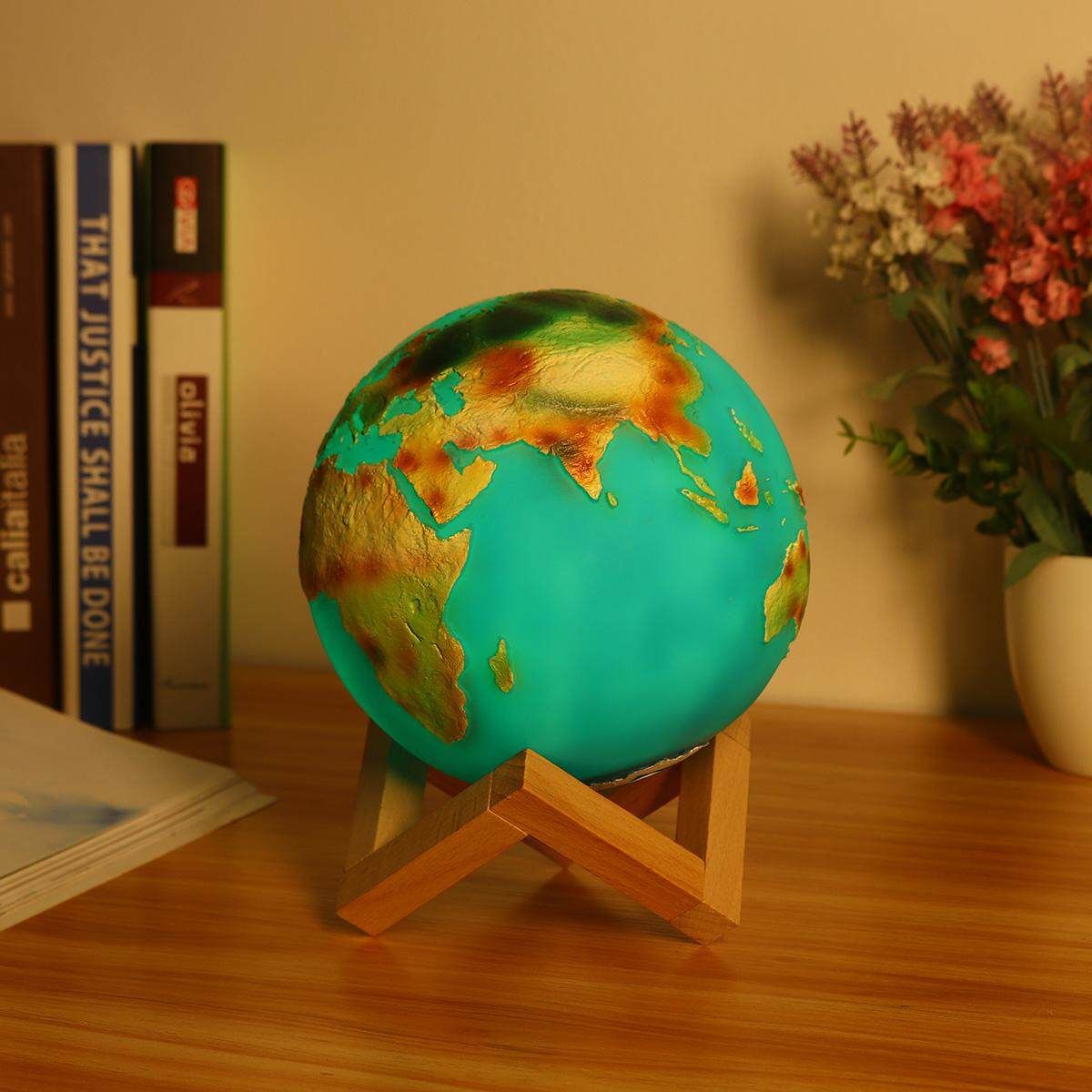 3D Painted Earth Night Light USB LED Rechargeable Remote Control Moon Lamp Decor Remote Control Version