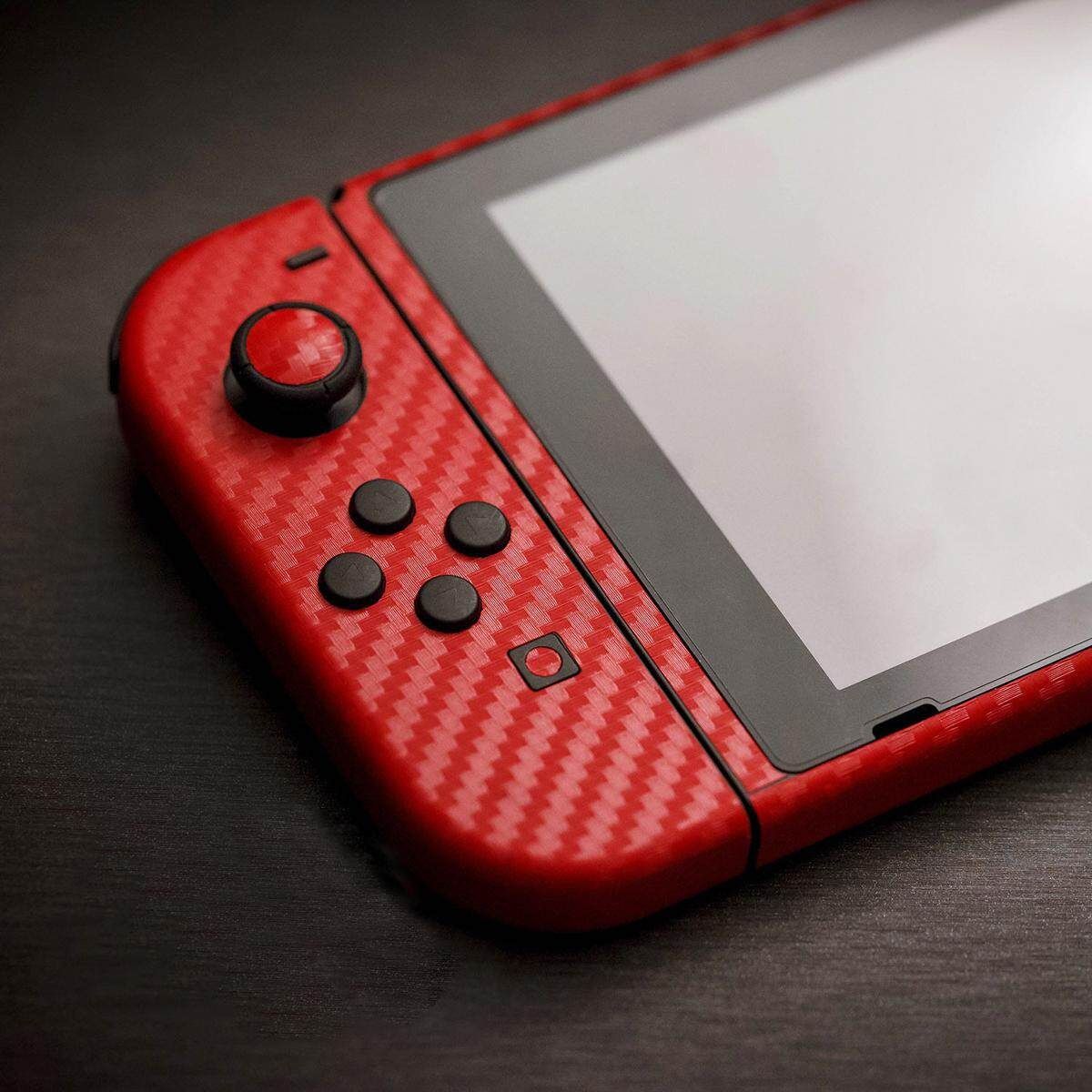 Red Carbon Fiber Skin Full Wrap Sticker Decal Protector For Nintendo Switch