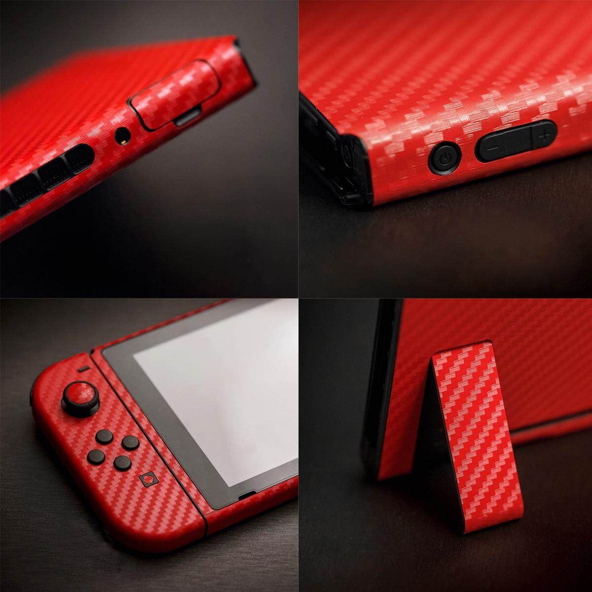 Red Carbon Fiber Skin Full Wrap Sticker Decal Protector For Nintendo Switch