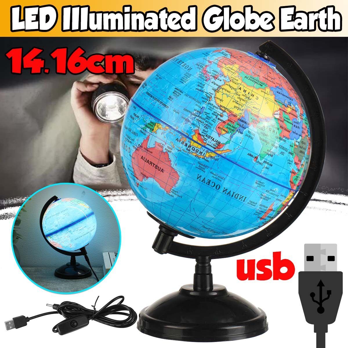 Earth Globe Lighting The Latest Built-In LED Night World New
