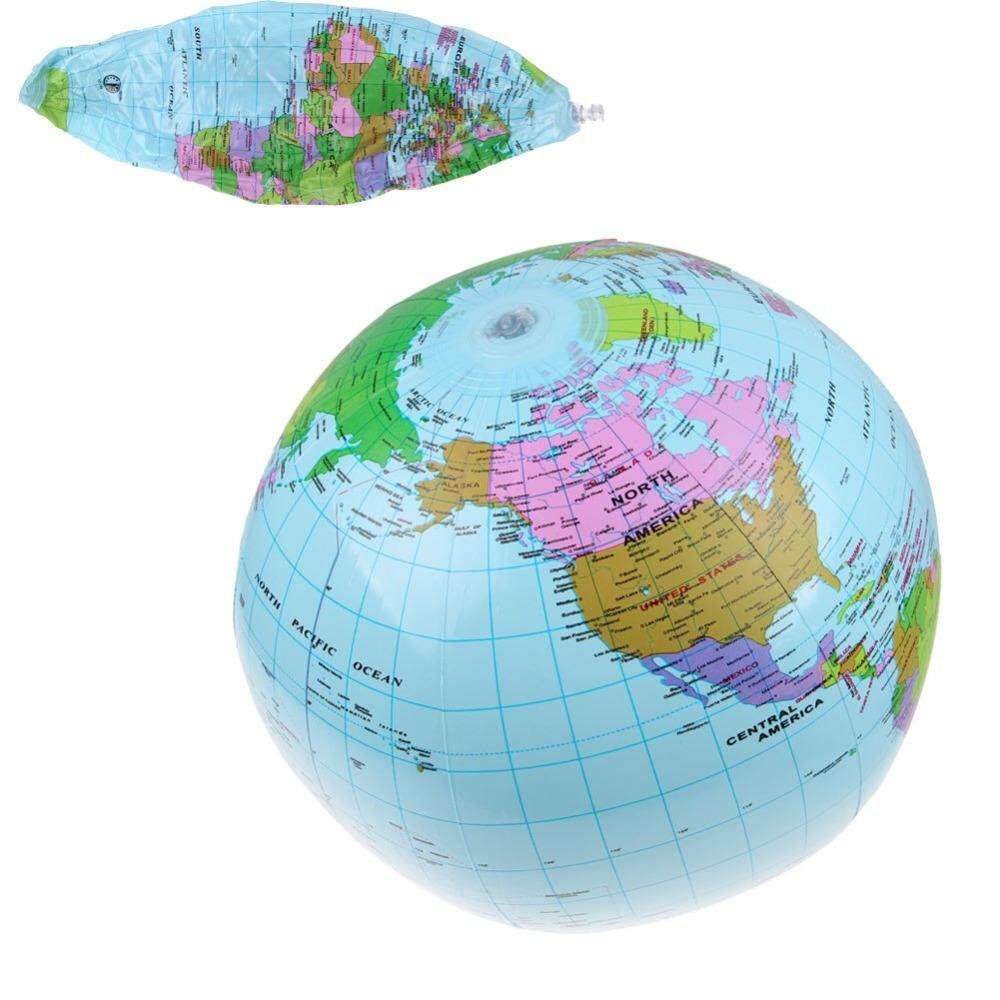 40cm/16Inch Inflatable World Globe Map Balloon Beach Ball Teach Education Geography Toy