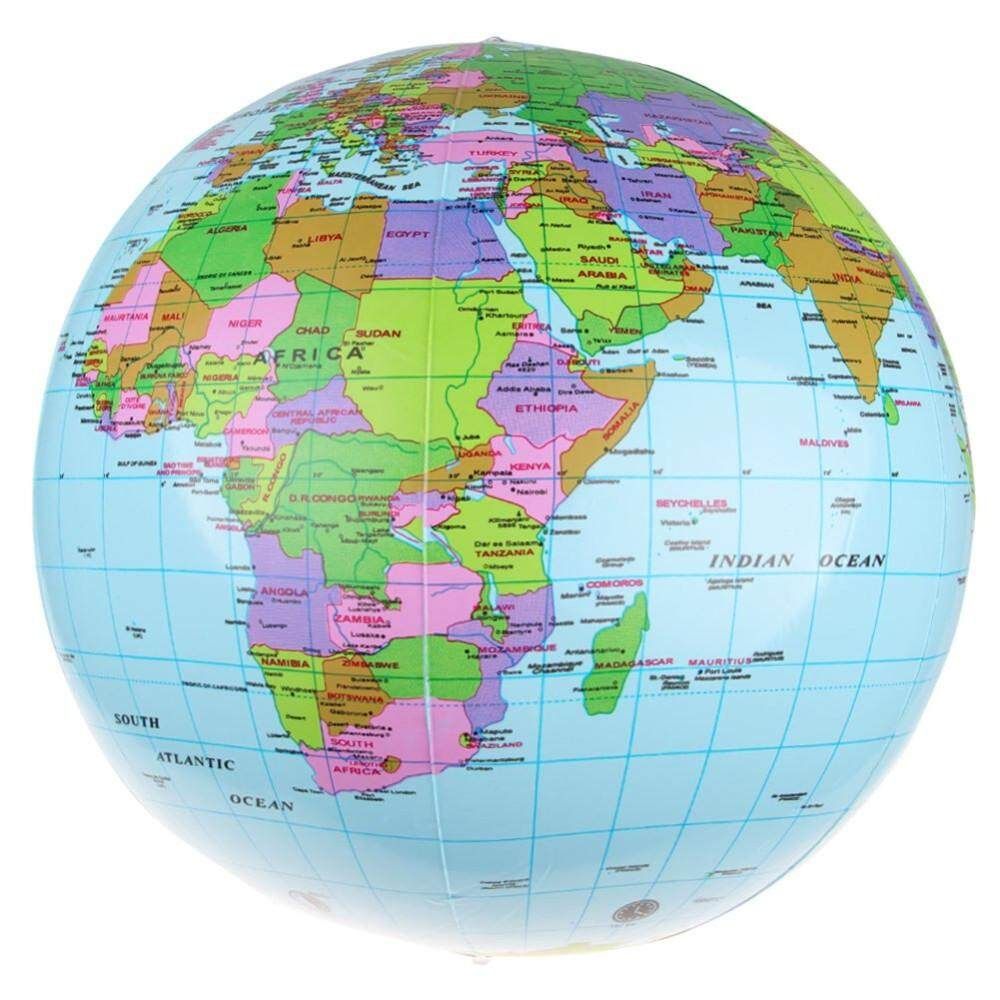 40cm/16Inch Inflatable World Globe Map Balloon Beach Ball Teach Education Geography Toy