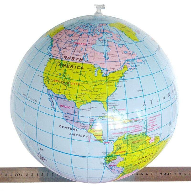 40cm/16Inch Inflatable World Globe Map Balloon Beach Ball Teach Education Geography Toy