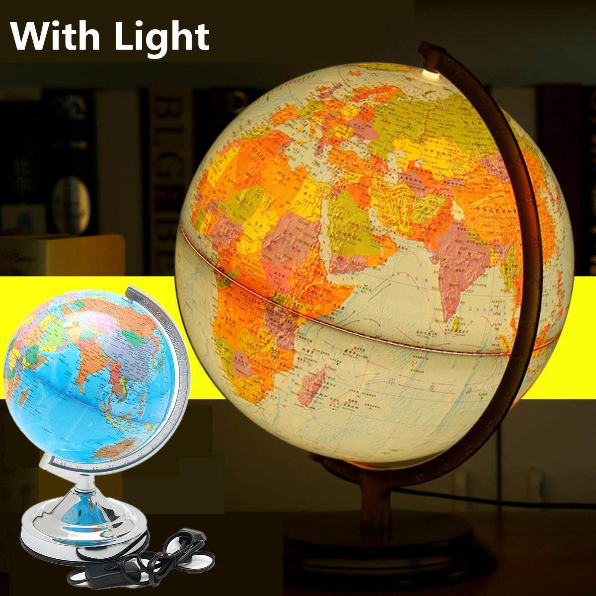 World Globe Map With Rotate Stand LED Night Light Lamp Desk Educational Gift