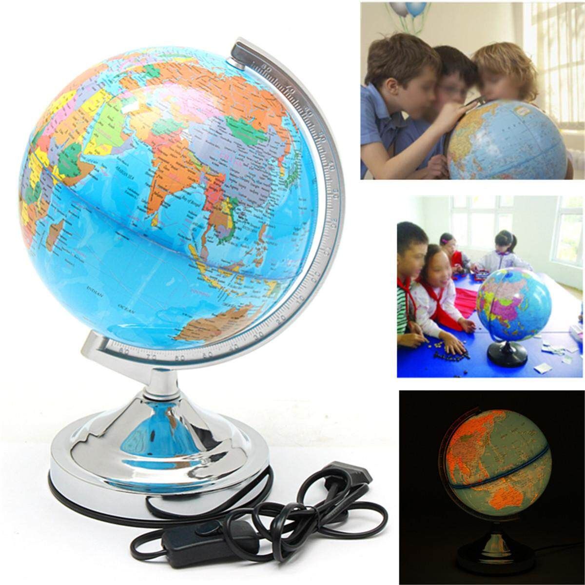 World Globe Map With Rotate Stand LED Night Light Lamp Desk Educational Gift