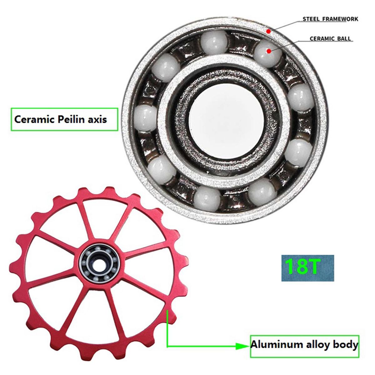 Rear Derailleur Pulley  Ceramic Bearing Jockey Wheel Red