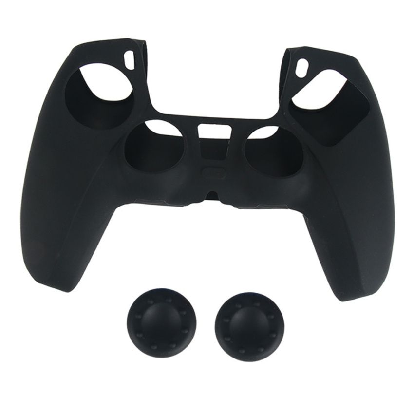 Soft Silicone Skin Protective Case Cover Grip For PS5 Controller Black