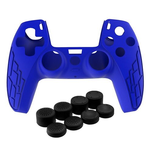 PS5 Controller Game Pad Silicone Sleeve + 8 Rocker Caps-Blue