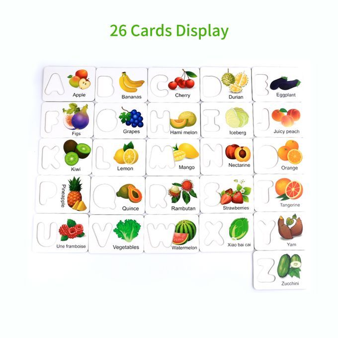 Wooden Letter Puzzle Matching Game Alphabet Flash Cards