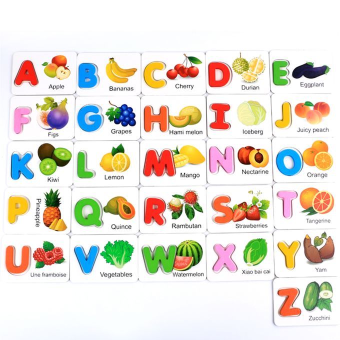 Wooden Letter Puzzle Matching Game Alphabet Flash Cards