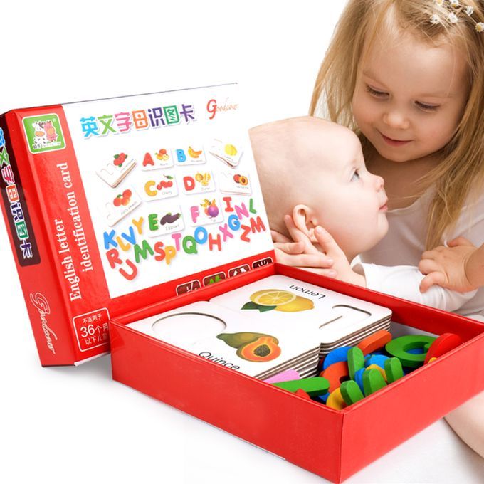 Wooden Letter Puzzle Matching Game Alphabet Flash Cards