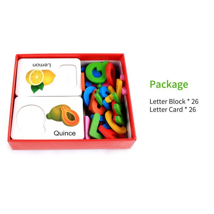 Wooden Letter Puzzle Matching Game Alphabet Flash Cards