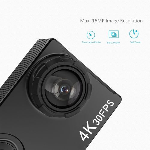 4K Ultra HD WiFi 16MP 2.0" LCD Screen Sports Action Camera 60 Meters Waterproof Anti-shake With Waterproof Storage Case( With 16GB Card)(Black)