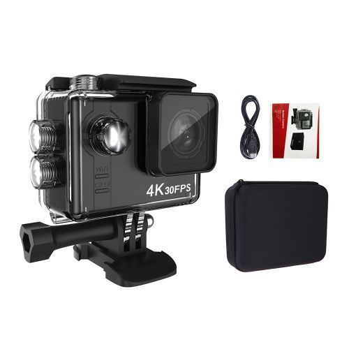 4K Ultra HD WiFi 16MP 2.0" LCD Screen Sports Action Camera 60 Meters Waterproof Anti-shake With Waterproof Storage Case( With 16GB Card)(Black)