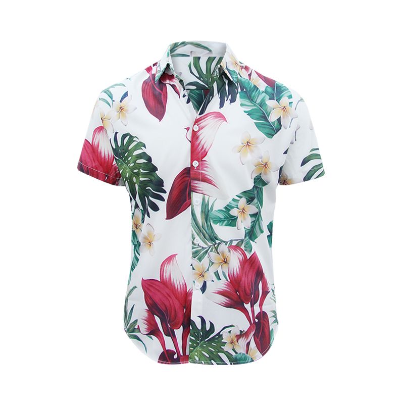 Mens Vintage Shirt Casual Patterned Short Sleeve Floral T-Shirts