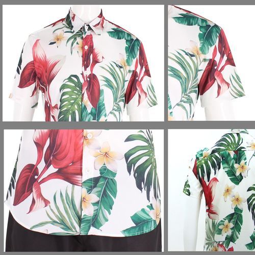 Mens Vintage Shirt Casual Patterned Short Sleeve Floral T-Shirts