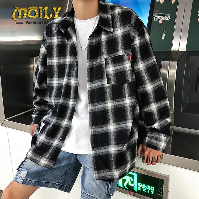 Men's Casual Fashion Plaid Long Sleeve Shirt