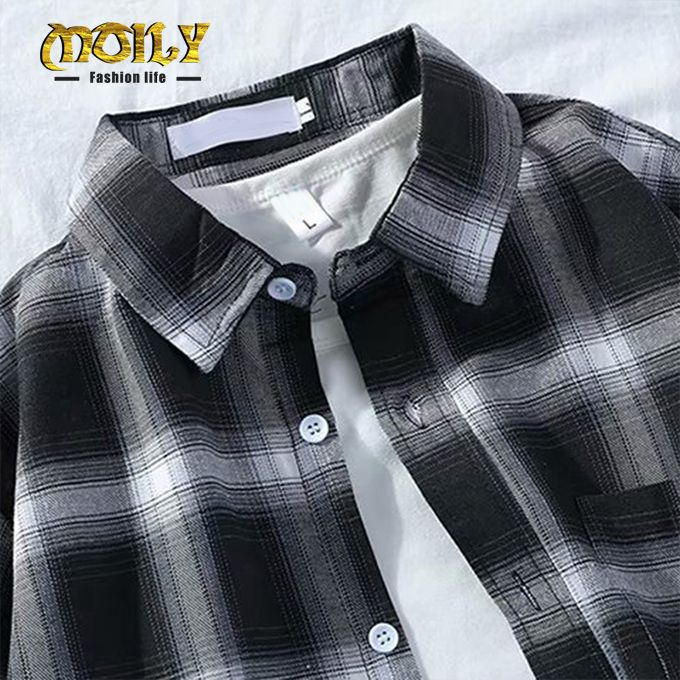 Men's Casual Fashion Plaid Long Sleeve Shirt
