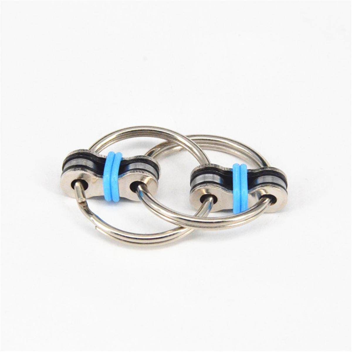 EDC Chain Fidget Hand Spinner Key Ring Toys Gift For ADHD Autism Stress Relief #4 Blue