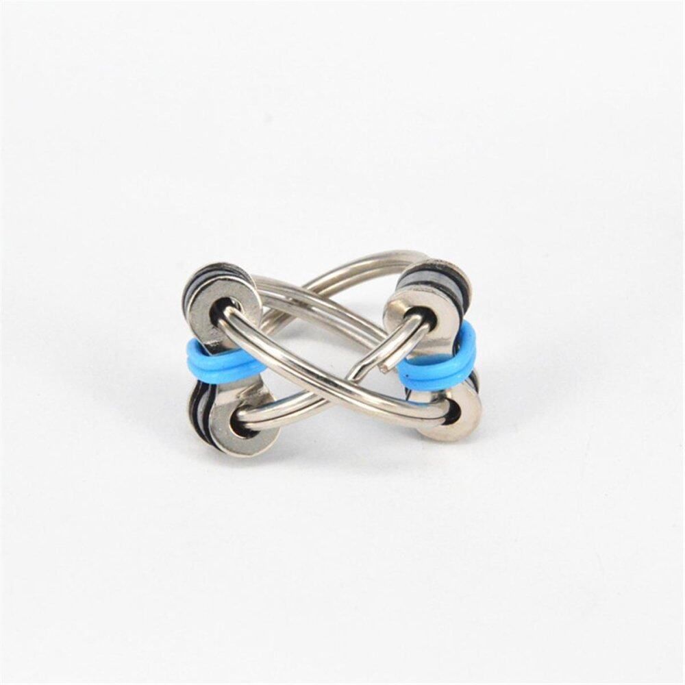 EDC Chain Fidget Hand Spinner Key Ring Toys Gift For ADHD Autism Stress Relief #4 Blue