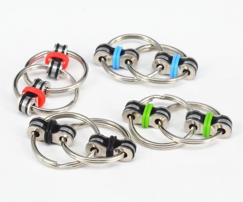 EDC Chain Fidget Hand Spinner Key Ring Toys Gift For ADHD Autism Stress Relief #4 Blue