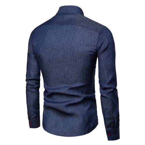 Men's Denim Shirt Long Sleeve - Dark Blue
