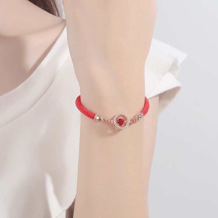 Asli Heart Bead Rose Gold Luck Charms Bracelet Bangle