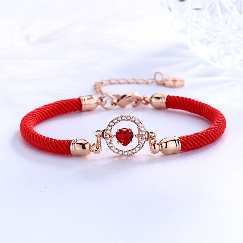 Asli Heart Bead Rose Gold Luck Charms Bracelet Bangle