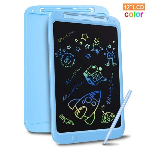 Toys For Children 12Inch Electronic LCD Screen Drawing Board Kids Handwriting Pad Writing Tablet Drawing Digital Gift For Girl(#Blue Multicolor)