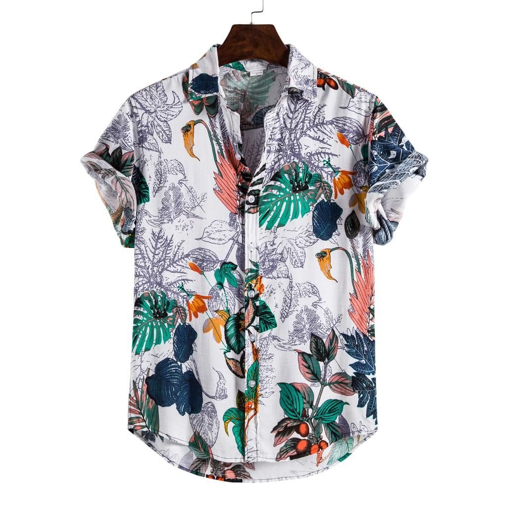 Summer casual ethnic cotton linen men's shirt