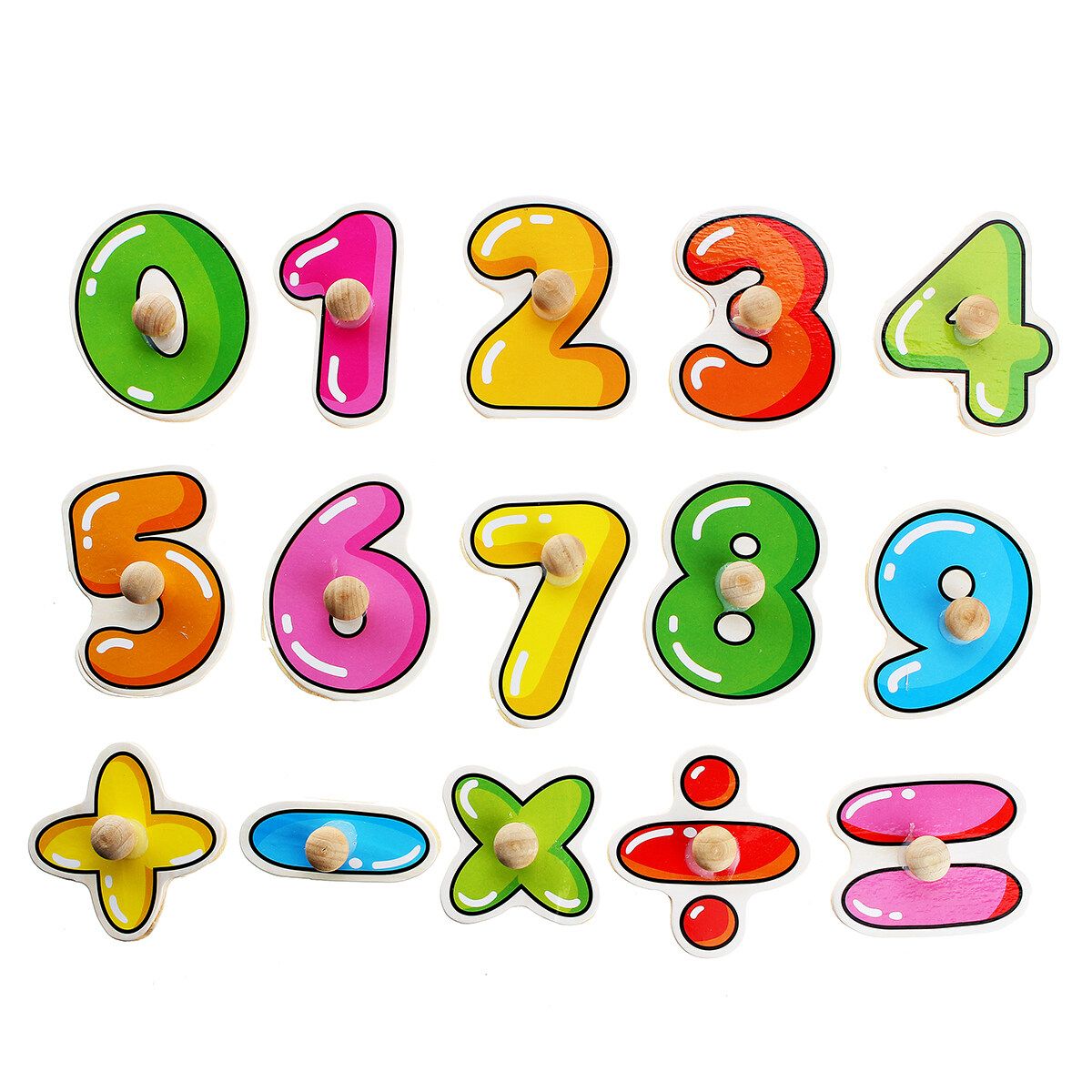 (30 X 22.2cm-Alphabet/Number/Math) Wooden Pegged Puzzle Set Inset Jigsaw Puzzle Learning Board Preschool Early Educational Development Toy Fun Game Gift For Kid Baby Toddler Maths