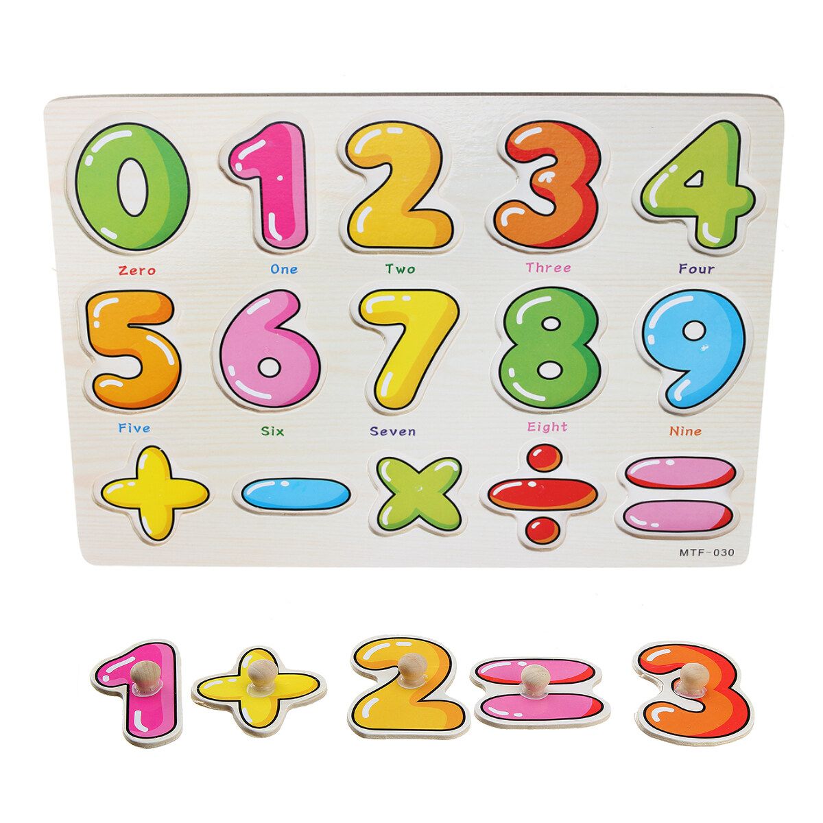 (30 X 22.2cm-Alphabet/Number/Math) Wooden Pegged Puzzle Set Inset Jigsaw Puzzle Learning Board Preschool Early Educational Development Toy Fun Game Gift For Kid Baby Toddler Maths