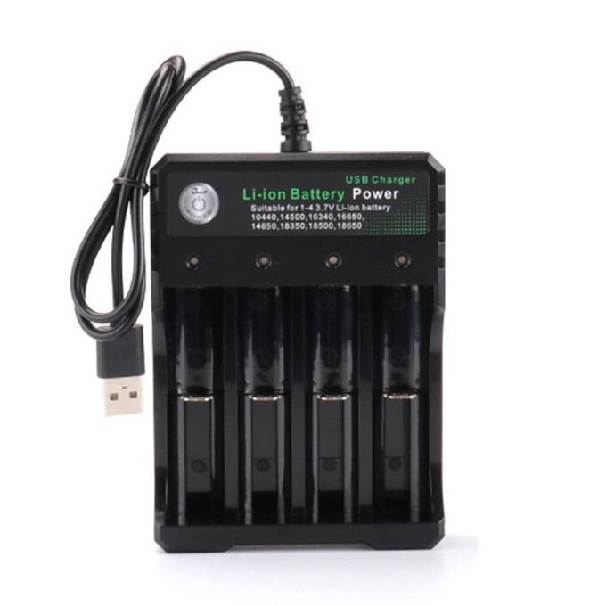 Battery  Harger For 3.7V 186  Batteries 4 Ports Battery  Harger With USB Plug-black