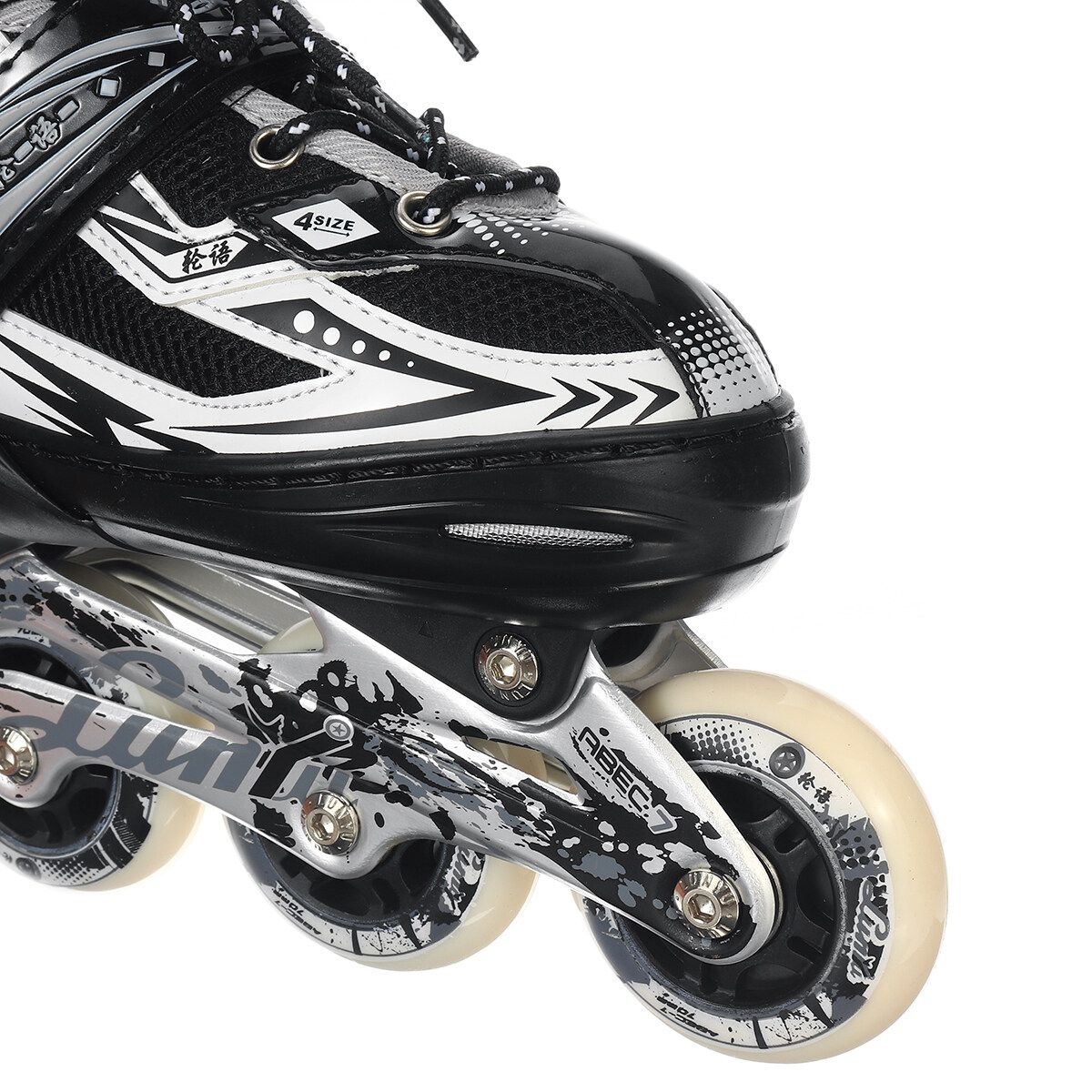 (31-42 Size) S/M/L Flashing Unisex Adult/Kid Breathable Inline Speed Skates Roller 4 Wheels Skating Shoes Adjustable Protective Bracers LED Flash Wheels Skates Gifts For Girl Boy Safety Roller Skates Toys Black