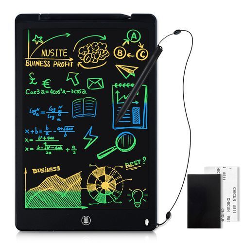 12 Inch LCD Drawing Tablet Electronic Writing Board Digital Colorful Graphics Handwriting Pad Kids Graffiti Sketchpad Blackboard(#12inch Colors Black)