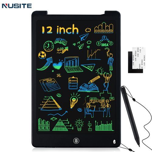 12 Inch LCD Drawing Tablet Electronic Writing Board Digital Colorful Graphics Handwriting Pad Kids Graffiti Sketchpad Blackboard(#12inch Colors Black)