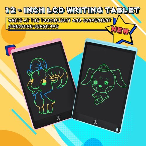 12 Inch LCD Drawing Tablet Electronic Writing Board Digital Colorful Graphics Handwriting Pad Kids Graffiti Sketchpad Blackboard(#12inch Colors Black)
