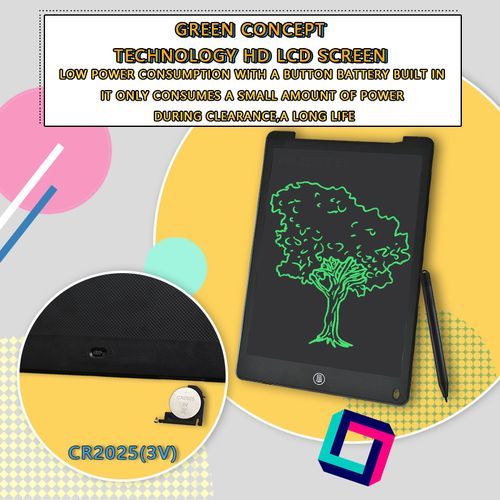 12 Inch LCD Drawing Tablet Electronic Writing Board Digital Colorful Graphics Handwriting Pad Kids Graffiti Sketchpad Blackboard(#12inch Colors Black)