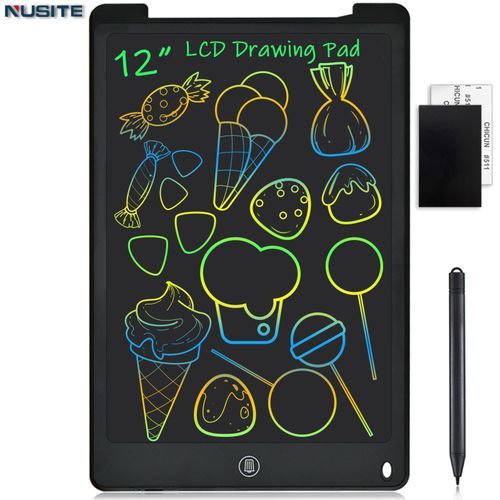 12 Inch LCD Drawing Tablet Electronic Writing Board Digital Colorful Graphics Handwriting Pad Kids Graffiti Sketchpad Blackboard(#12inch Colors Black)