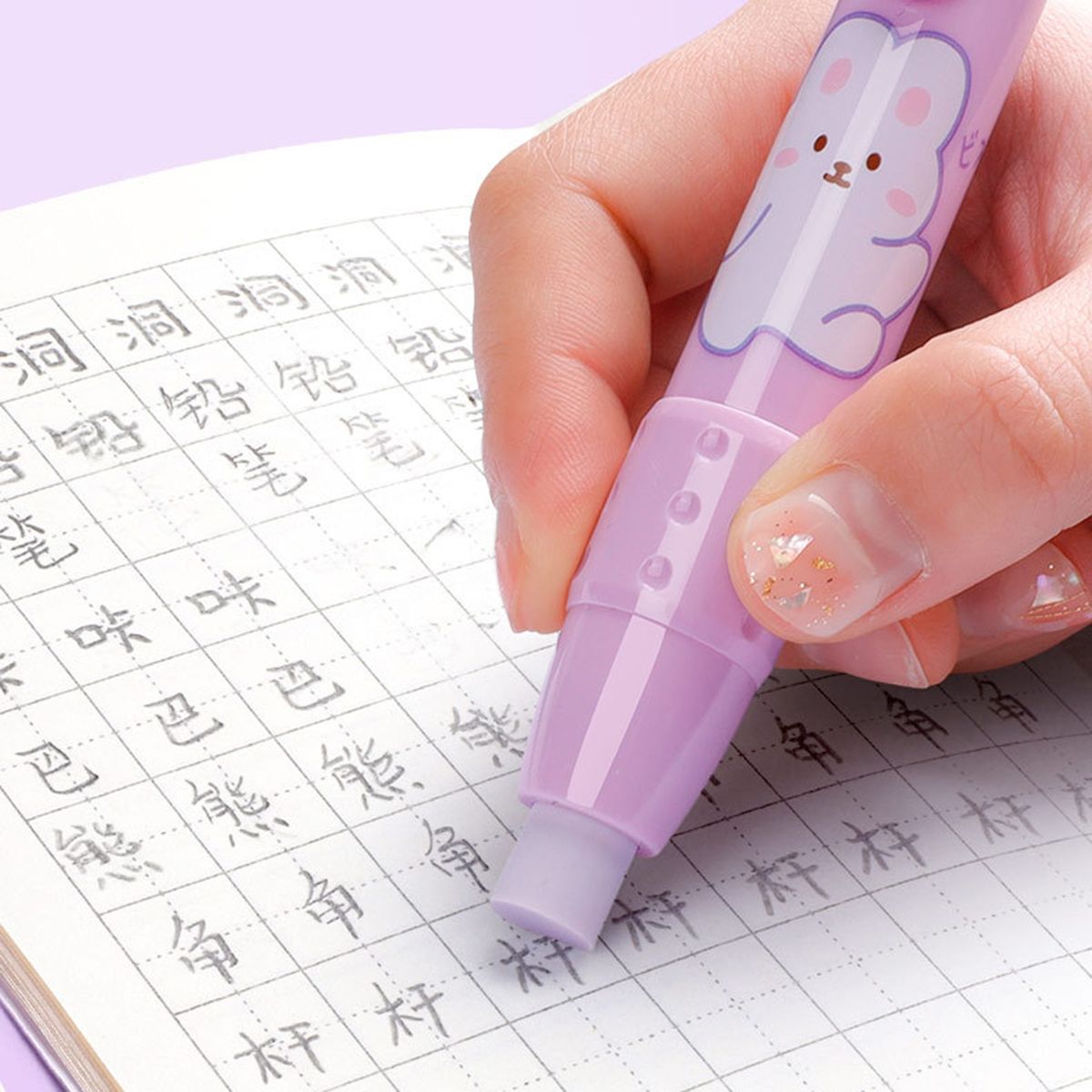 1 Set Student Erasers Good Elasticity Pen Erasers Purple
