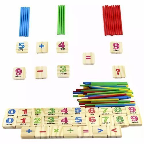 Montessori Wooden Counting Sticks With Alphabet Letters & Arithmetic Symbols
